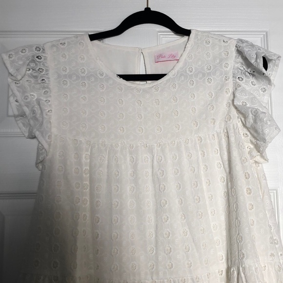 White eyelet pink lily dress - Picture 2 of 7